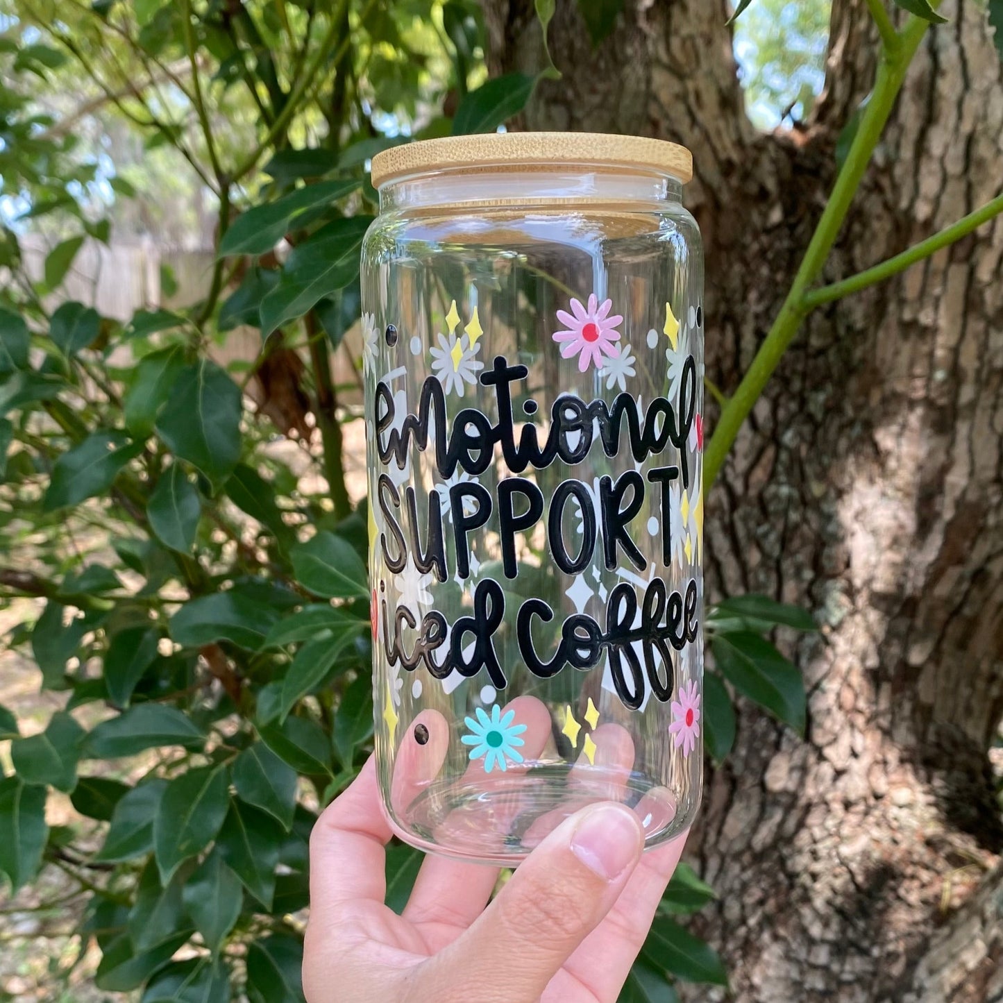 Emotional Support Iced Coffee Glass Can