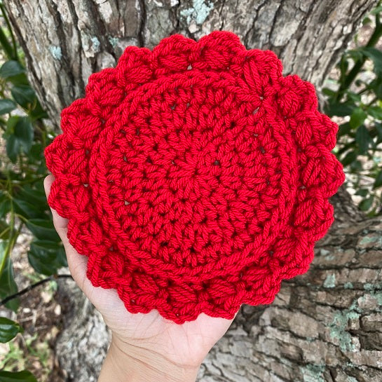 Crochet Floral Coaster - Set of 2