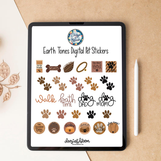 Earth Tones Digital Pet Planner Stickers