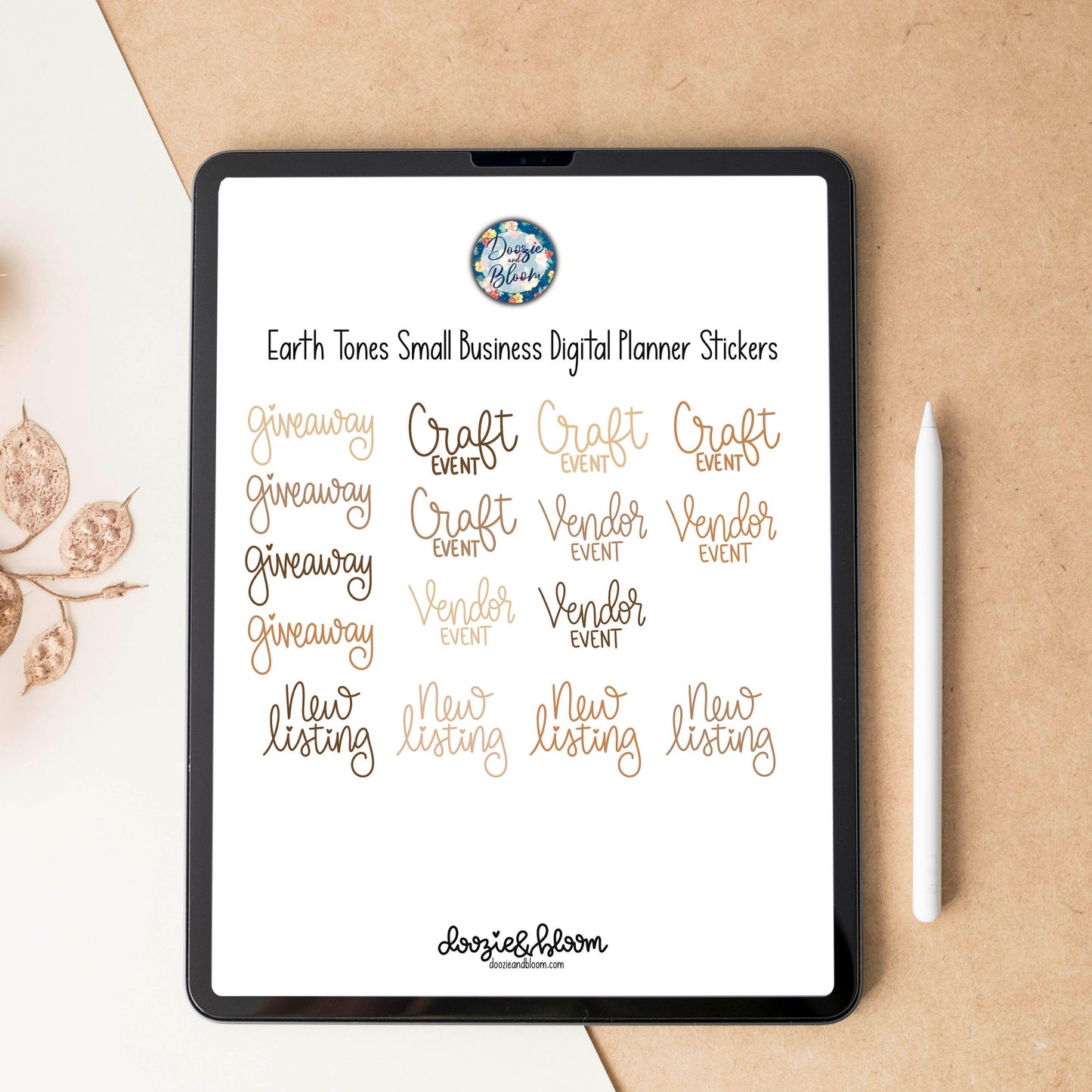 Earth Tones Small Business Digital Planner Stickers