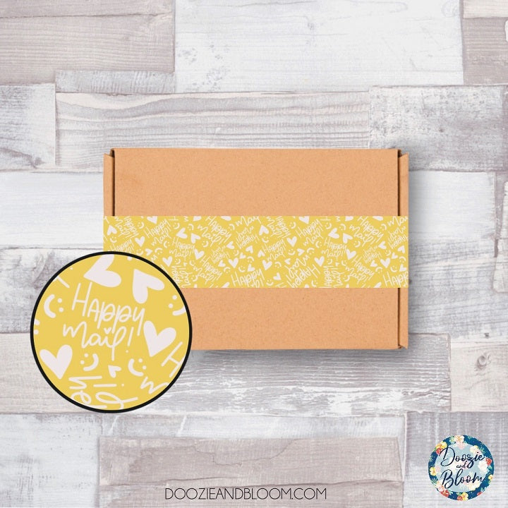 Yellow Happy Mail -  Stickermule Packaging Tape Design