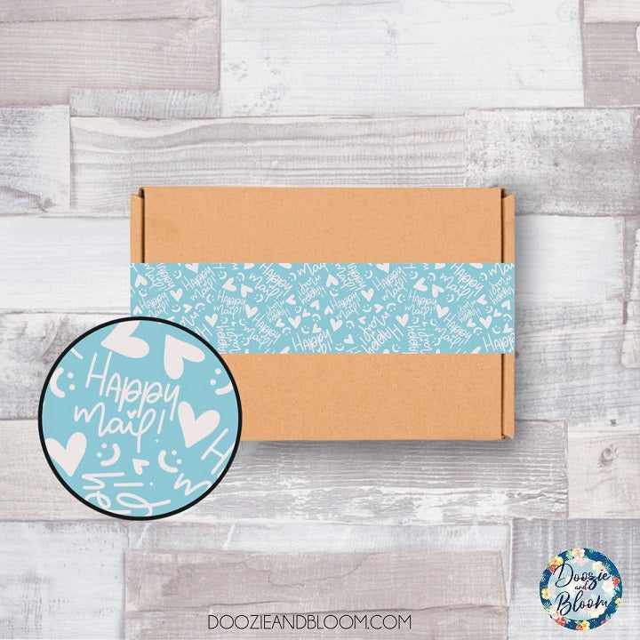 Sky Blue Happy Mail -  Stickermule Packaging Tape Design