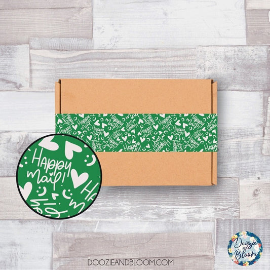 Green Happy Mail -  Stickermule Packaging Tape Design