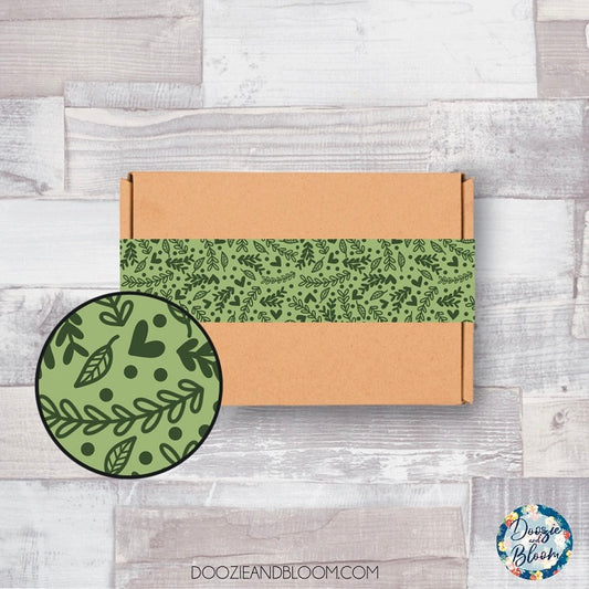 Green Foliage Doodle -  Stickermule Packaging Tape Design