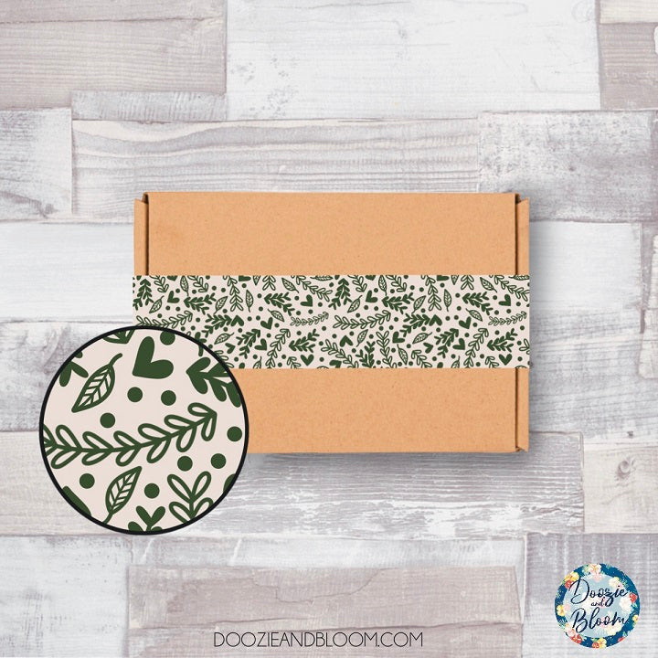 Neutral Foliage Doodle -  Stickermule Packaging Tape Design