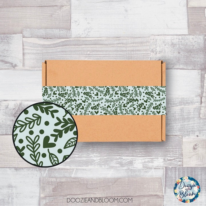 Blue Foliage Doodle -  Stickermule Packaging Tape Design