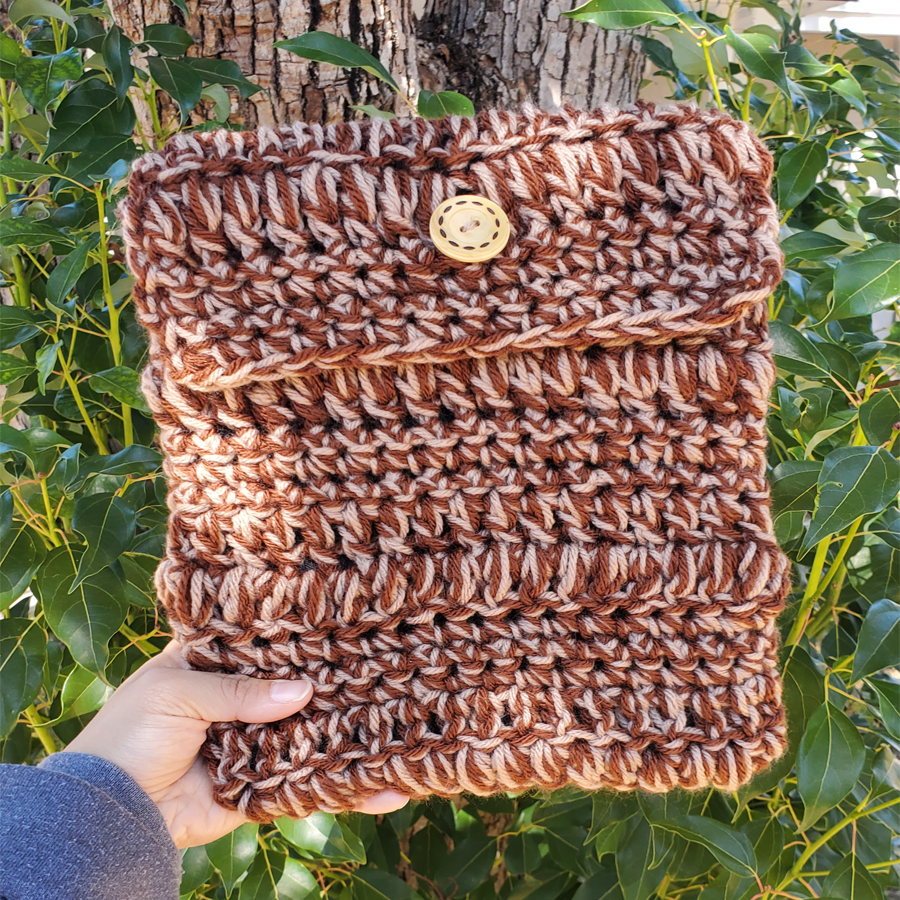 Crochet Sleeve - Double Yarn Chestnut & Tan (Large)