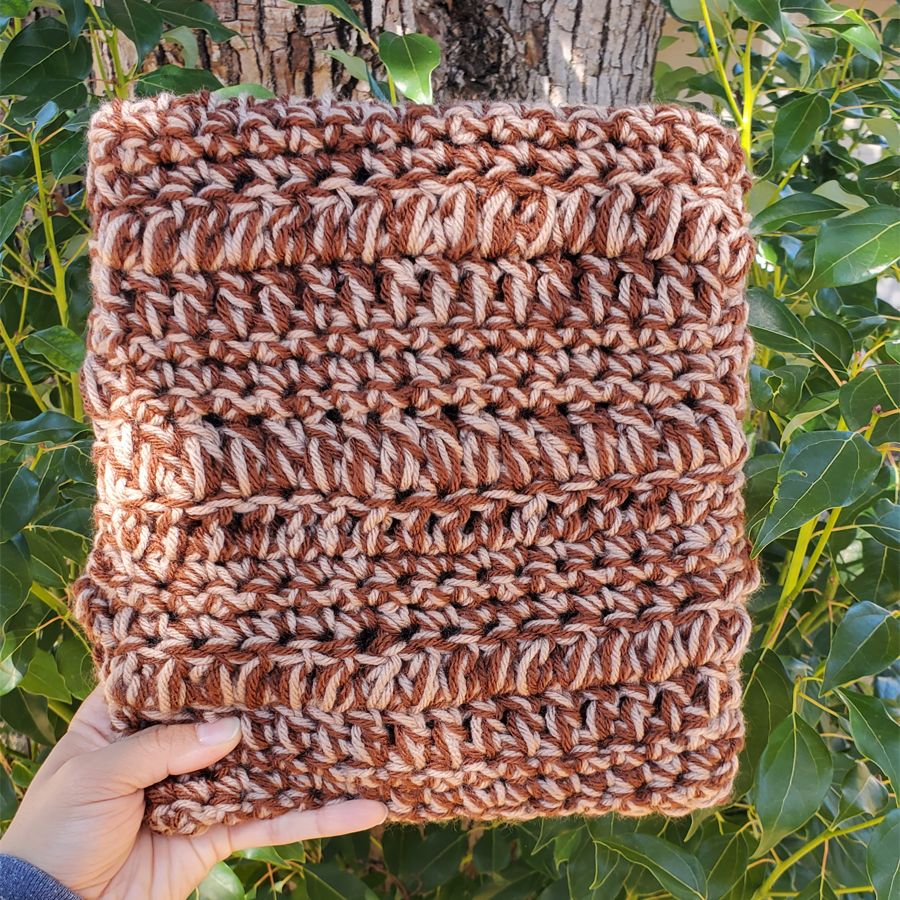 Crochet Sleeve - Double Yarn Chestnut & Tan (Large)