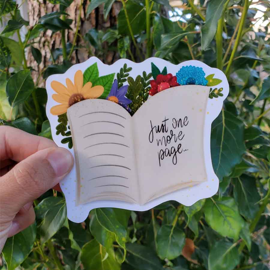 CLEARANCE - Just One More Page Book Sticker